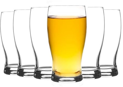 Rink Drink Classic Tulip Pint Beer Glasses Set of 8-580ml - Clear