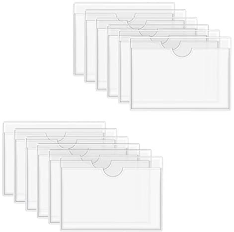 12 Stück Selbstklebend Visitenkarten Taschen,Etikettenhalter Selbstklebend, Transparent Scheckkartenhülle, zum Schutz Ihrer Karten oder Fotos - 10 x 15cm