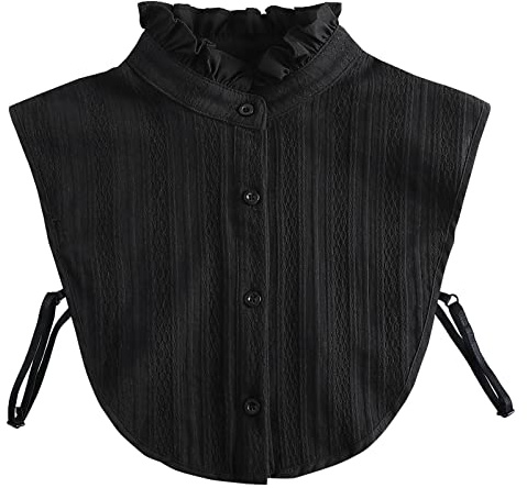 NiceYnn Detachable Half Shirt False Collar Hollow Out Lace White Black Flower Round Collar/Pointed Collar/Ruffles Collar for Women Girls