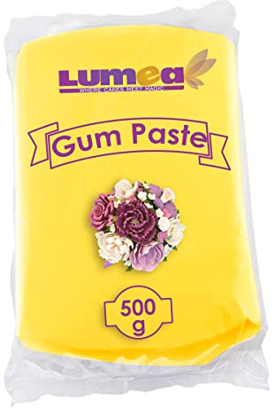 Dekozauber24 Profi Blütenpaste, 500g, essbar, 11 Farben, perfekt für Blumen, Blüten, Rüschen, feine Dekorationen, Zuckerpaste Tortendeko Fondant (Gelb)