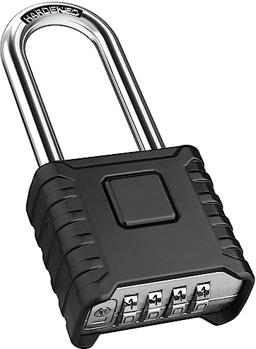 2.3in Long Shackle Combination Padlock, Diyife Large Heavy Duty Outdoor Padlock [One-Touch Unlocking] [Weatherproof] Design of Hidden Password, High Security for Locker, Gym, Garden, Fences