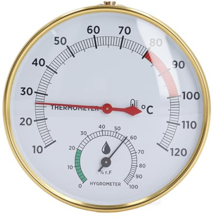 Termometro per Sauna 2 in 1 Fahrenheit, Igrometro con Indicatore di Temperatura per Sauna a Parete, Igrotermografo in Alluminio da 10 a 120 ℃ per Sala Spa Domestica in Serra