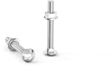 ORTAVA Viti a testa tonda M5 × 40 zincate DIN 603 (20 pezzi), con dado flangia esagonale, in acciaio al carbonio, viti a testa quadrata semicircolare