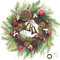KI Store Pilze türkranz Natur Weihnachten beleuchtet groß 65cm Vintage Wald Forest kranze mit gloken Licht Kranz Winter weihnachtskranz mit Beleuchtung für weihnachtsdeko, stechpalme deko
