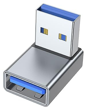 Limtula Adattatore di Estensione USB da Maschio a Femmina a 90 Gradi con Connettore Verso l'Alto per Sincronizzazione Dati per Laptop PC e Ventola USB