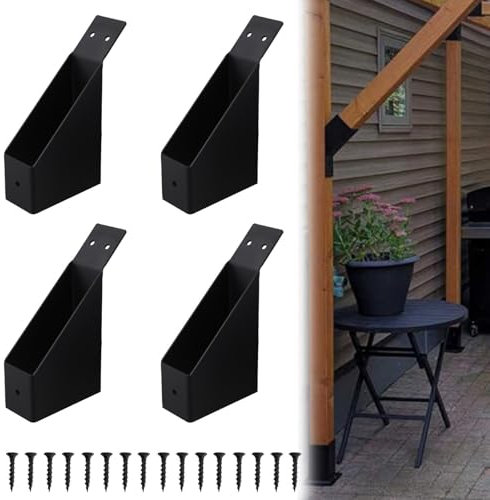 HEBEOT 45-Degree Angle Bracket Support for Pergola, Gazebo, DIY, Garage - 9.7*4.5*14.5*5.4*5 Cm (4pcs)