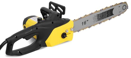 Sararoom 2500W Powerful Electric Chainsaw, 4500RPM Portable Corded Chain Saw with 1.5m Power Cable, 16 Chain Saw for Garden Tree Pruning, 10m/s Chain Speed, Auto Chain Lubrication - Yellow