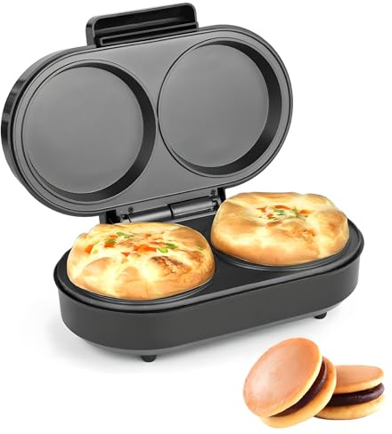 Fabricante de Tortillas Dual, Fabricante de Tortillas de Doble Placas Antiadherentes, Placa Caliente Gemela de Acero Inoxidable, Diseño de Doble Huevo de Doble Huevo de Relleno Profundo, Diseñ