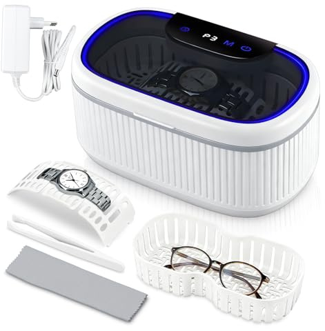 Feelhap Limpiador Ultrasonidos 45KHz,Limpiador Ultrasónico de Joyas, 550ML limpiador Sónico con Temporizador Digital, limpiador de Gafas, Maquina Ultrasonidos Limpieza para Gafas Joyas Relojes Anillos