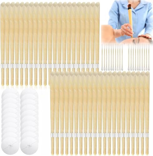 40 Pièces Bougies D’Oreilles, kit d'élimination du cérumen, Bougies Auriculaires en Cire d’Abeille 100% Naturelle, Disques De Protection,Bougie Oreilles Nettoyante Pour Détendez-Vous