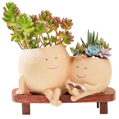 SCBOY Maceta con Smiley Maceta para suculentas Macetas Decorativas para Interiores con Agujeros de Drenaje Regalos Divertidos y creativos para el hogar y el jardín