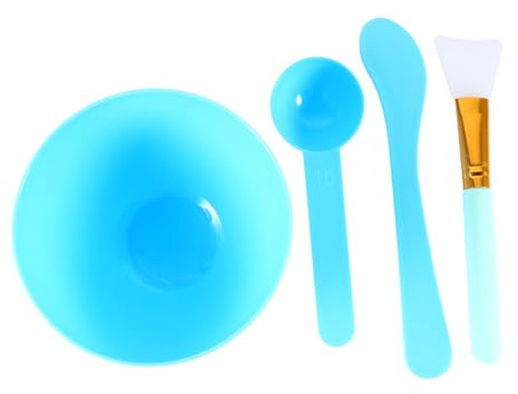 PAMINGONO Juego de Herramientas para Mascarillas DIY Tazón de Plástico Azul, Cepillo de Silicona y Cuchara Medidora, Fácil de Aplicar y Transportar para Cuidado Facial