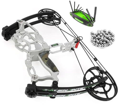 surwolf 17 kit arco compound, 30~70lbs regolabile, arco steelball, doppio uso arco da caccia,RH&LH, può sparare freccia e palla d'acciaio, per tiro con l'arco da caccia (argento)