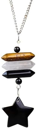 LOVDUSA Natural Crystal Agate Double Pointed Column Pendant - Sun Catcher for Home Decor and Healing Energy(Obsidianstars)