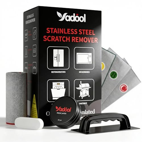 Yadool Stainless Steel Restaurant Equipment Scratch Remover Kit for Non-Coated Stainless Steel Surfaces, Removes Scratches Scuffs Abrasions, Restores Brushed Finish, DIY Repair Solution