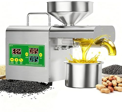 Pressa per olio - Pressa per olive domestiche con modalità di estrazione olio doppio caldo/freddo, alta resa dell'olio, produzione da 3 a 6 kg/h, 220 V