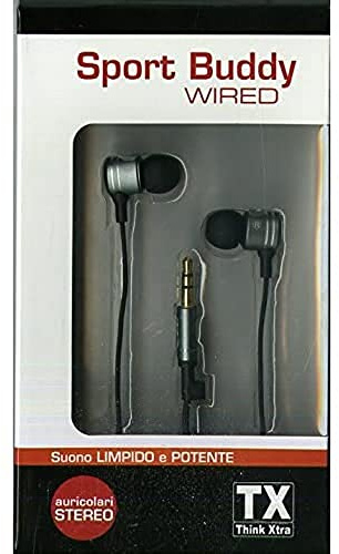 TX Metallic Sport Buddy Wired Earbuds Kopfhörer (Schwarz Hs-248