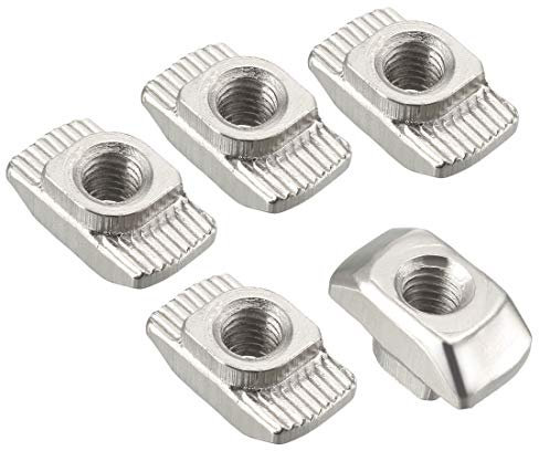 sourcing map Sliding T Slot Nuts, M6 Half Round Roll in T-Nut for 4545 Series Aluminum Extrusion Profile, Carbon Steel Nickel-Plated, Pack of 10