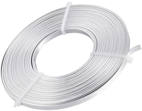 BENECREAT 10m (33FT) Fil Plat en Aluminium Argenté de 5mm de Large fil Artistique Artistique Anodisé pour la Fabrication de Perles de Fabrication Artisanale de Bijoux, 10m / rouleau