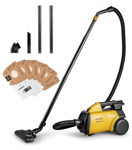 Eureka 3670M Canister Cleaner, Lightweight Powerful Vacuum for Carpets and Hard floors, w/ 5bags,Yellow