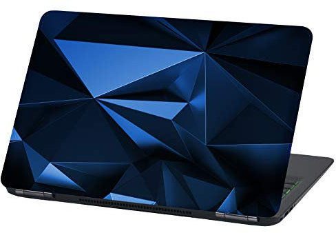 Laptop Folie Cover Abstrakt Klebefolie Notebook Aufkleber Schutzhülle selbstklebend Vinyl Skin Sticker (LP53 Polygon Blau, 17 Zoll)
