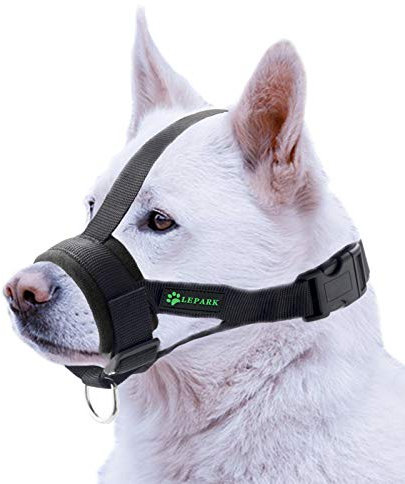 ILEPARK Maulkorb für Hunde Soft Nylon Haustier für Kleine,Mittlere und Große Hund,Verhindert Beisen, Bellen und Kauen abzuhalten anpassbare (S,Schwarz)