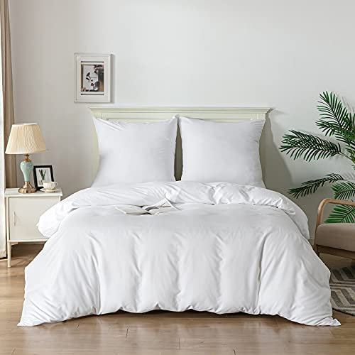 Good Nite Bettwäsche 135x200 3teilig Weiß Bettwäsche-Sets Mikrofaser Bettbezug 135x200 cm + 1 Kissenbezug 80x80cm mit Reißverschluss