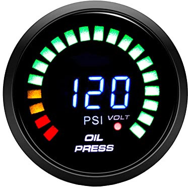 ETOPARS Moteur Voiture Auto Numérique 2 Pouces 52mm Kit de Jauge de Pression d'huile Presse Indicateur Affichage Lumineux Lentille de Teinte Fumée