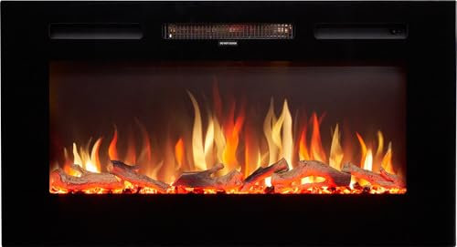 Adam Orlando Inset/Wall Mounted Electric Fire, 36 Inch