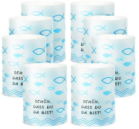 Portacandela Antivento a Forma di Pesce, 20PZ Lanterne a Forma di Pesce per Tealight e Candele a LED, Decorazione della Tavola Portacandela per Comunione Battesimo Conferma Cresima