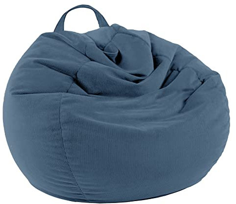 LPMOERA Stuffed Animal Storage Bean Bag Chair Cover (No Filler) For Kids and Adults.Soft Premium Corduroy Stuffable Bean Bag For Organizing Children Plush Toys or Memory Foam Blue S For Kids