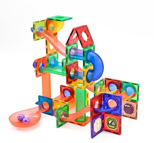 Wonder Toys Balle de Course 100 pièces Ensemble de Blocs et Briques Magnétiques de Construction - Jouet éducatif pour Enfants, Filles et garçons 3-7 Ans - Jeux d'apprentissage de Construction