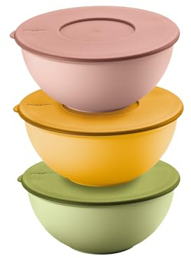 Guzzini -SET 3 CONTENITORI 16CM CON COPERCHI EVERYWHERE BIO Colori decori vari