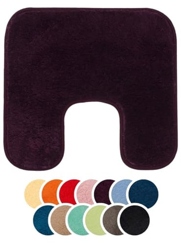 liebling Badteppich mit Bügelausschnitt, 100% Polyester - Mikrofaser, Serie Santos, 50 x 45 cm,1500 g/m², 30 Grad waschbar, Farbe: Beere