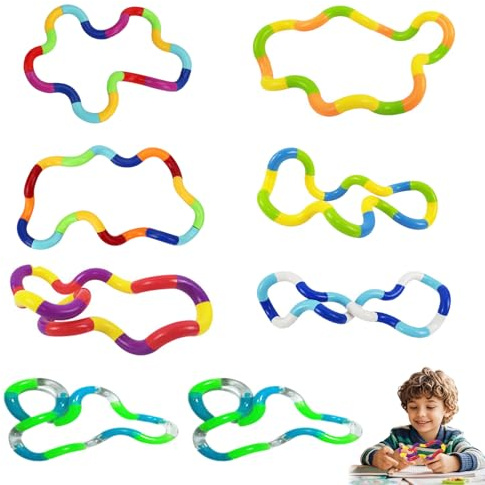 PMELCXD 8 Pezzi Tangle Fidget Toy.Fidget Spinner e Giocattoli Anti Stress - Set di 8 Giochi Sensoriali di Alta qualità, Perfetti per Uso Domestico e in Ufficio