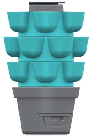 Moutta | WORMgarden Turquoise 3 jardinières | Jardin Potager Vertical avec lombricomposteur intégré | Cultivez Vos Fruits et légumes | Créez Votre Potager et recyclez Vos déchets | Keyhole Garden