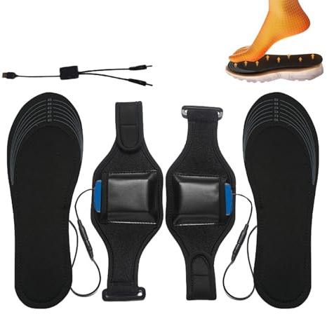 Tuxxjzm Semelles chauffantes rechargeables | Inserts thermiques électriques coupables | Semelles chauffantes souples avec batterie au lithium de 8000 mAh et pochette de batterie, pour une utilisation