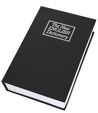 Salvadanaio Cassaforte - Cassetta portavalori a forma di libro per la casa Cassaforte Piccola ideale per scaffali perfetta per riporre chiavi contanti documenti e gioielli (nero)