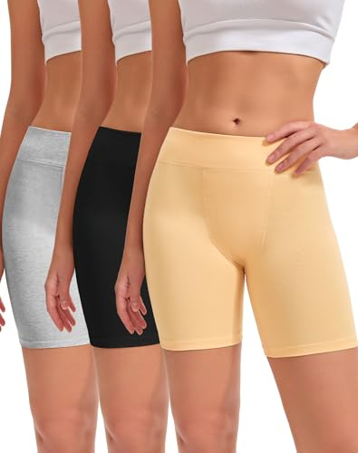 INNERSY Womens Boxers Anti Chafing Shorts High Waist Underwear Pack of 3 | Cotton Boyshorts under Dress or Skirt, Chub Rub Panty Long Leg, Breathable and Soft for Daily Wear, Sports/Running, Tag-free