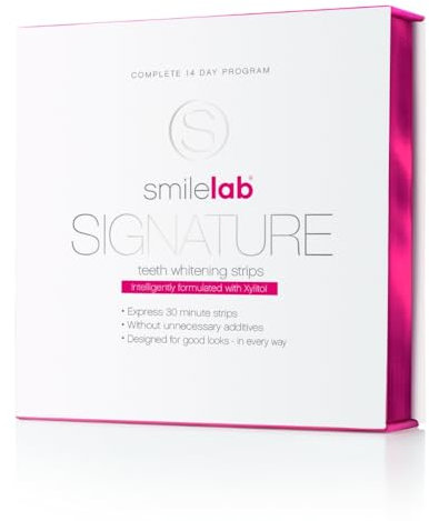 SMILELAB Signature Whitening Strips, 14 Doppelstreifen, vollständige Aufhellungsbehandlung, hellt Ihre Zähne auf, mit Xylitol, keine Empfindlichkeitsprobleme