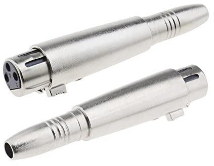 ECSiNG 2x 3-Pin XLR to 1/4 Adapters 3 Pins XLR Female to 6.35mm Female Mono Plug Socket Conversion Connector Stereo Audio Microphone Mic Adapter Converter for Microphone Audio Silver