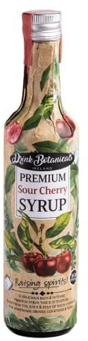 Drink Botanicals Sour Cherry Syrup Puree | Made From Sour Cherries Juice & Pulp| Premium, Natural Fruit Content Puree | Flavoured Syrup for Beverages | 100% Natural | 30 Servings 500ML Glass Bottle