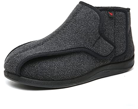 GYCS Zapatillas Ancho Especial Hombre y Mujer Zapatos para Diabéticos Fasciitis Plantar Invierno Calzado Ortopédico con Velcro Posoperatorio Edema Edema Zapatos de Caminar,Negro,37EU