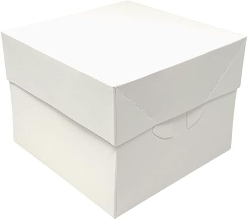 Decoraciondulce - Lot de 10 boîtes blanches pour transporter des gâteaux avec couvercles (30,4,4 x 30,4 x 15,2 cm)