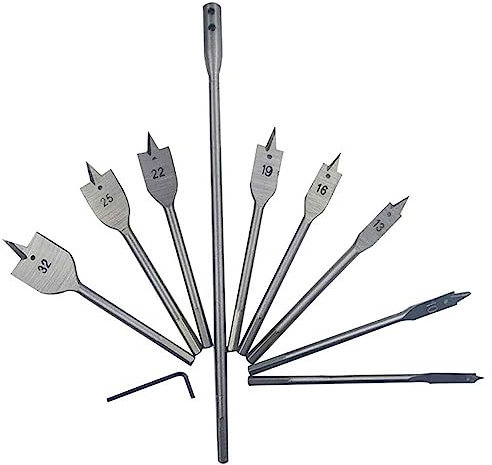 10pcs Flachfräsbohrer Set,Flacher Holzbohrer aus Kohlenstoffstahl,Holzbearbeitung Spaten Bohrer,für Weichholz, Grobspanplatte,6-32 mm, Zubehör Schlagbohrmaschine.