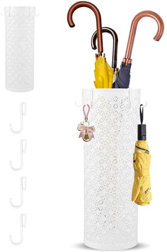 Metal Round Umbrella Stand Rack, Free Standing Umbrella Holder Decorative, Umbrella Holder Bin, Multipurpose Walking Sticks Holder for Umbrella Cane Wrapping Paper Entryway Home Hotel Office