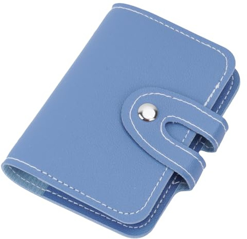 Wisebom Credit Card Holders for Men Women Soft PU Leather Compact Credit Debit Card Holder Wallet ID Card Organiser Business Card Case Purse with 24 Durable Plastic Insert Sleeves (Blue)