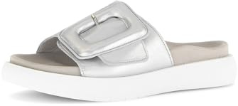 Gabor Damen Pantoletten, Frauen Slipper,Best Fitting,slides,slip-ons,backless slipper,mules,gartenschuhe,sommerschuhe,silber,36 EU / 3.5 UK
