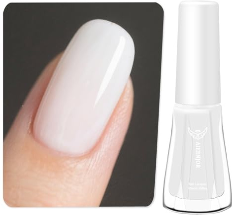 Aieenjor Smalto bianco lattiginoso Unghie, bianco latte, senza UV, 10 ml
