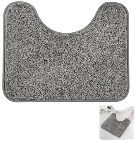 ZcrPrn Toilet Mat,Toilet Mats Pedestal Only,U-shape Soft Non Slip Absorbent Pedestal Mat,Thick Toilet Mats for Bathroom toilet (grey)